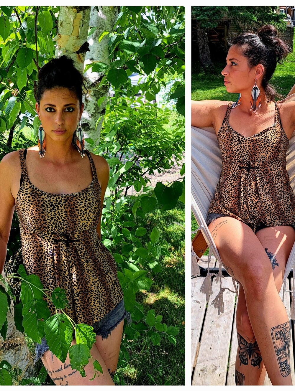 Y2k Leopard Babydoll Tank Top